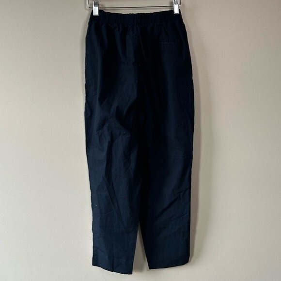 Zara Navy Blue High Waisted Paperbag Straight Leg Pants Size XS - Picture 5 of 5